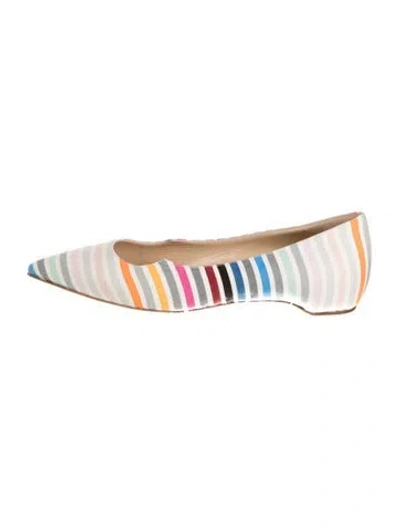 Pre-owned Paul Andrew Striped Ballet Flats In White