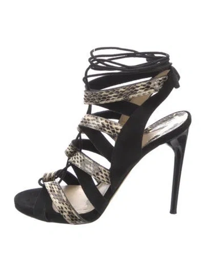 Pre-owned Paul Andrew Suede Animal Print Gladiator Sandals