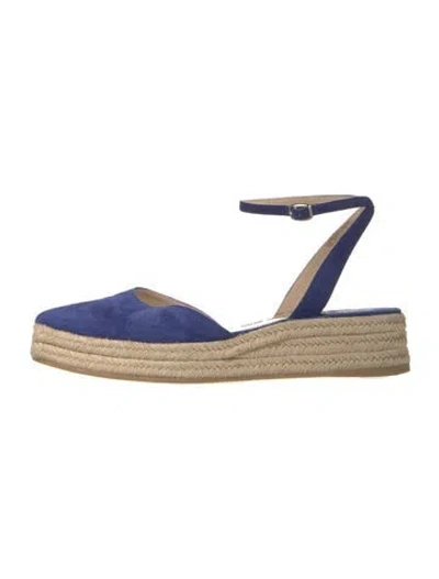Pre-owned Paul Andrew Suede Braided Accents Espadrilles In Blue
