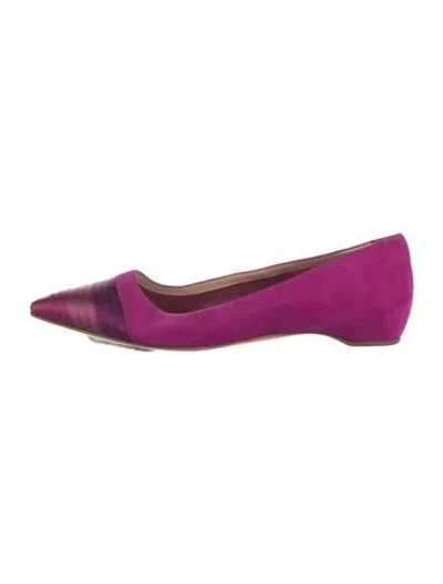 Pre-owned Paul Andrew Suede Colorblock Pattern Ballet Flats In Purple