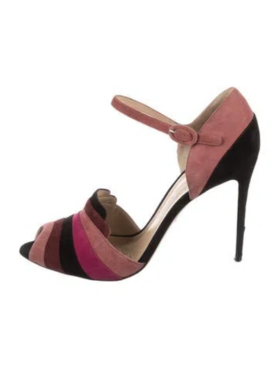 Pre-owned Paul Andrew Suede Colorblock Pattern D'orsay Pumps In Pink