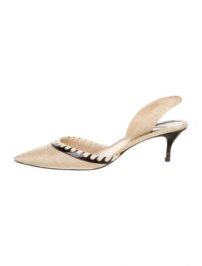 Pre-owned Paul Andrew Suede Colorblock Pattern Slingback Pumps In Neutral
