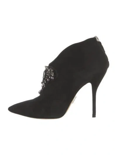Pre-owned Paul Andrew Suede Crystal Embellishments Boots In Black