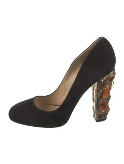 Pre-owned Paul Andrew Suede Crystal Embellishments Pumps In Black