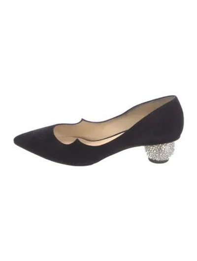 Pre-owned Paul Andrew Suede Crystal Embellishments Pumps In Blue