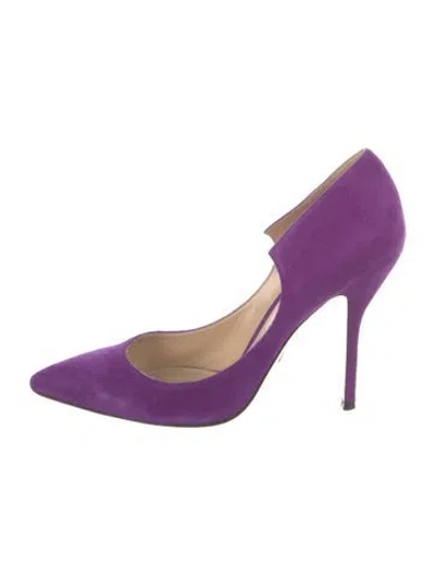 Pre-owned Paul Andrew Suede Cutout Accent Pumps In Purple