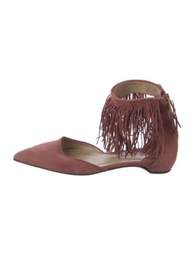 Pre-owned Paul Andrew Suede D'orsay Flats In Burgundy