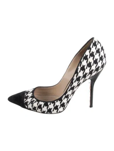Pre-owned Paul Andrew Suede Houndstooth Print Pumps In Blue