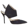 Paul Andrew Suede Pointed Winged Dorsay Pump In Black