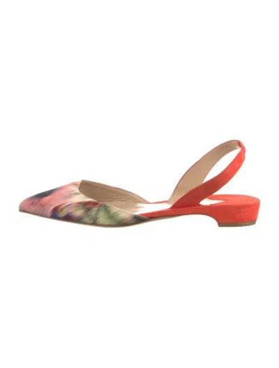 Pre-owned Paul Andrew Suede Printed Flats In Orange