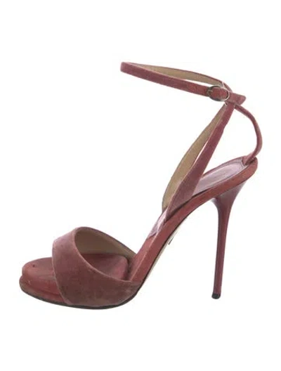Pre-owned Paul Andrew Suede Sandals In Pink