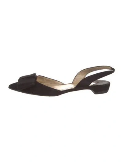 Pre-owned Paul Andrew Suede Slingback Flats In Black