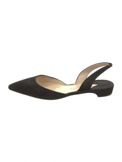 Pre-owned Paul Andrew Suede Slingback Flats In Black
