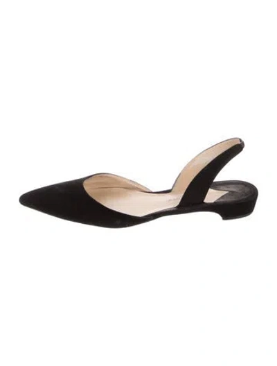 Pre-owned Paul Andrew Suede Slingback Flats In Black