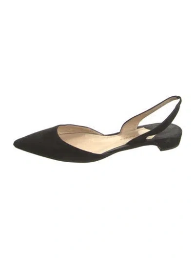 Pre-owned Paul Andrew Suede Slingback Flats In Black