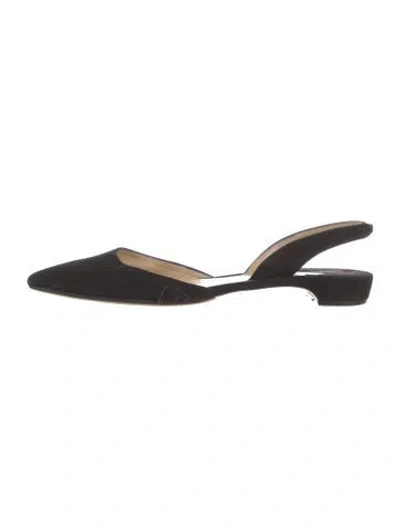Pre-owned Paul Andrew Suede Slingback Flats In Black