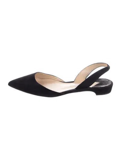 Pre-owned Paul Andrew Suede Slingback Flats In Black