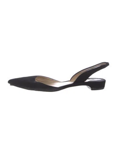 Pre-owned Paul Andrew Suede Slingback Flats In Black