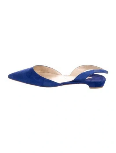 Pre-owned Paul Andrew Suede Slingback Flats In Blue