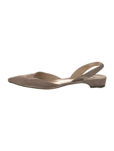Pre-owned Paul Andrew Suede Slingback Flats In Neutral