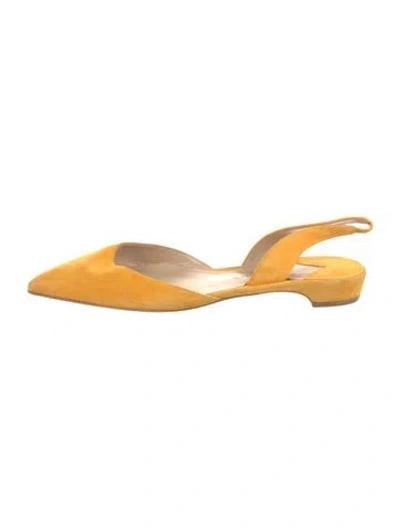 Pre-owned Paul Andrew Suede Slingback Flats In Yellow