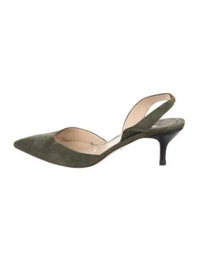 Pre-owned Paul Andrew Suede Slingback Pumps In Green