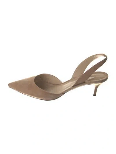 Pre-owned Paul Andrew Suede Slingback Pumps In Neutral