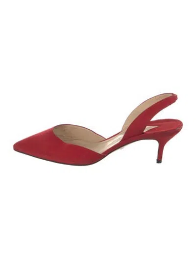 Pre-owned Paul Andrew Suede Slingback Pumps In Red