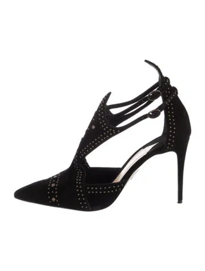 Pre-owned Paul Andrew Suede Studded Accents D'orsay Pumps In Black