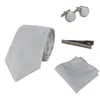 Paul Andrew Tie Pocket Square Cufflinks Pin Tie Gift Set In Silver