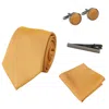 Paul Andrew Tie Pocket Square Cufflinks Pin Tie Gift Set In Yellow