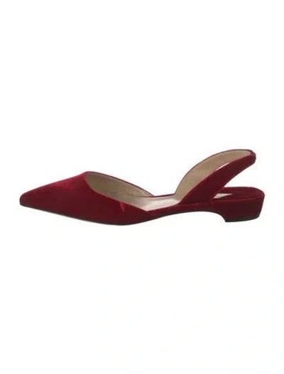 Pre-owned Paul Andrew Velvet Slingback Flats In Red