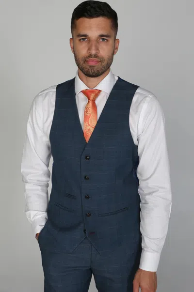 Paul Andrew Viceroy Prince Of Wales Check Waistcoat In Blue