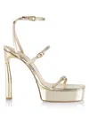 Paul Andrew Women's Slinky Patent Leather Platform Sandals In Platinum