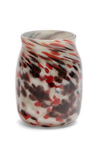Paul Arnhold Glass - Exclusive Granite Grey Vase With Red Camouflage Spots - Grey In Gray