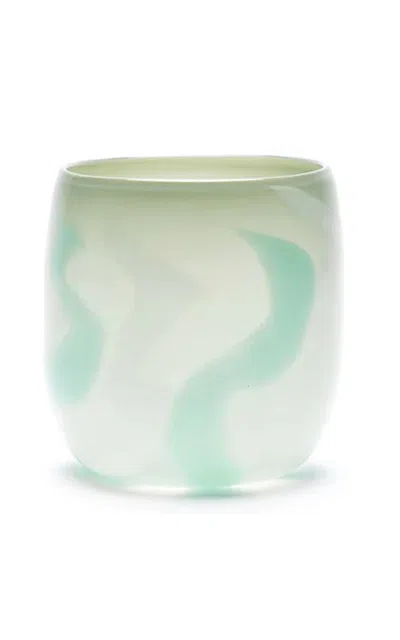 Paul Arnhold Glass - Exclusive Grey Vase With Jade And White Strokes - Grey In Gray