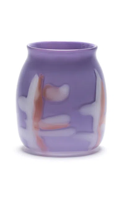 Paul Arnhold Glass - Exclusive Lilac Vase With White And Coral Strokes - Purple