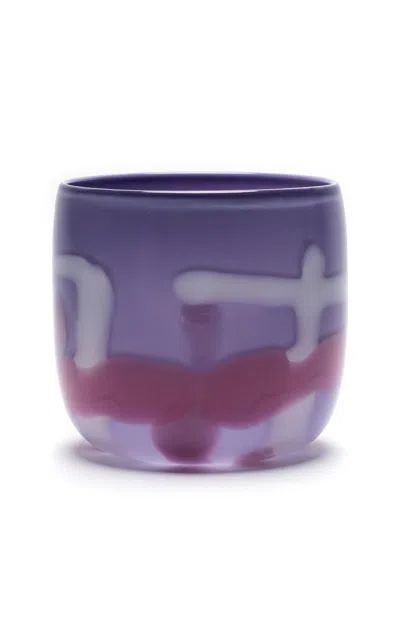 Paul Arnhold Glass - Exclusive Lilac Vasel With Rose And White Strokes - Purple