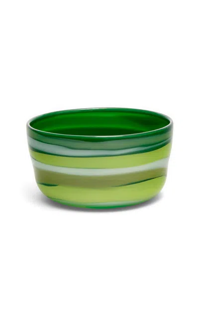 Paul Arnhold Glass - Exclusive Transparent Emerald Green Bowl With Lime; Pistachio; And Powder White