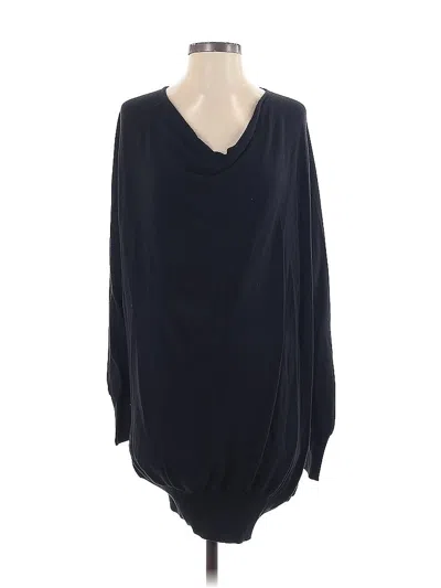 Pre-owned Paul Costelloe Long Sleeve Top Black Open Neckline Tops