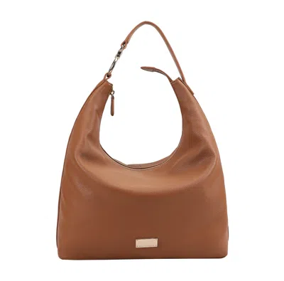 Paul Costelloe Women's Brown Ebro Leather Shoulder Bag - Chipmunk