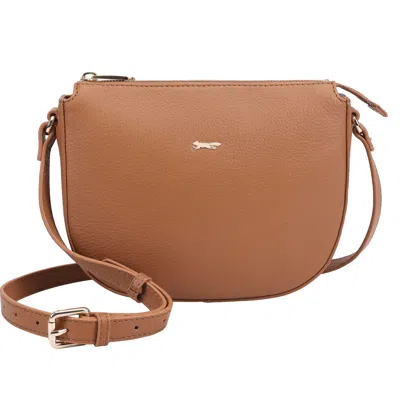 Paul Costelloe Women's Brown Hazara Leather Crossbody Bag - Chipmunk