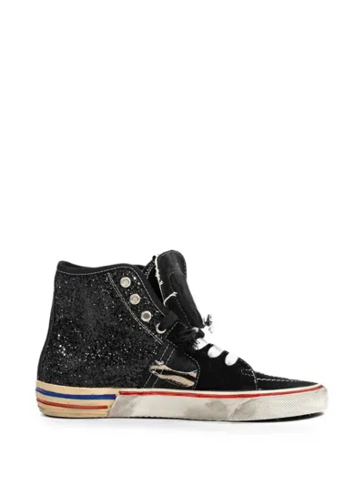 Paul Easterlin Calystar Glitter-embellished High-top Sneakers In Black