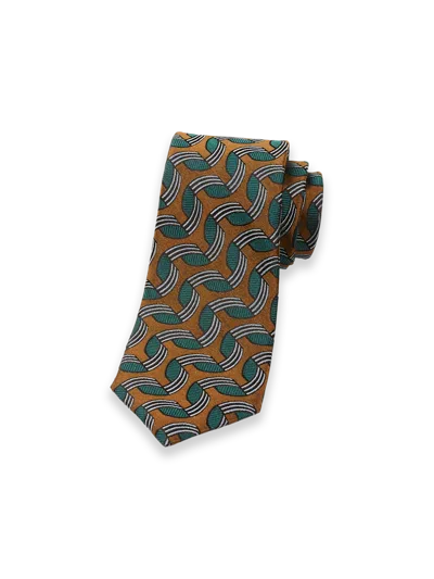 Paul Fredrick Abstract Woven Silk Tie In Brown