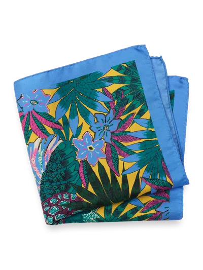 Paul Fredrick Botanical Silk Pocket Square In Blue