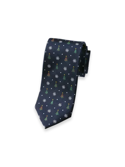 Paul Fredrick Christmas Motif Woven Silk Tie In Blue