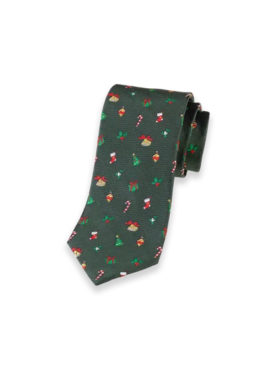 Paul Fredrick Christmas Motif Woven Silk Tie In Green