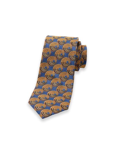 Paul Fredrick Circles Pattern Woven Silk Tie In Brown