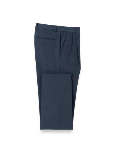 Paul Fredrick Comfort Stretch Travel Pleated Pants In Blue