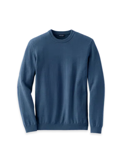 Paul Fredrick Cotton Blend Crewneck Sweater In Blue